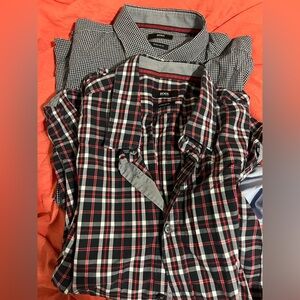 Hugo Boss Men's Black and Red Checkered Shirt